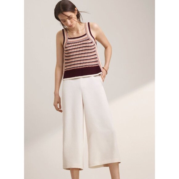 Aritzia WILFRED Lalemant Black Basketweave Wide Leg Culottes Crop Pants, Size 6A - Picture 9 of 11